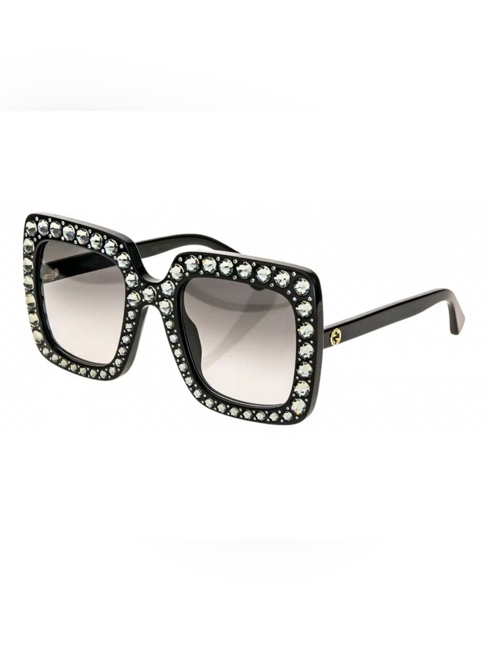 Gucci Black Crystal-Trim Square Sunglasses